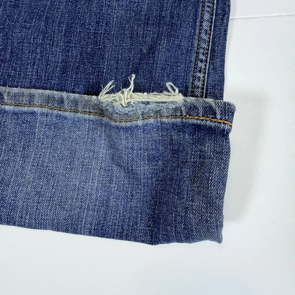 Levi's 527 Jeans Mens 36x32 Blue Denim Faded Super Stretch Red Tab Distressed
